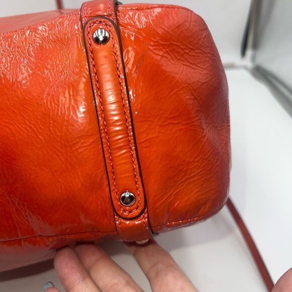Coach AUDREY OP ART CORAL Peach Patent Leather Tote Shoulder/.Crossbody Bag BOTH - Picture 11 of 12